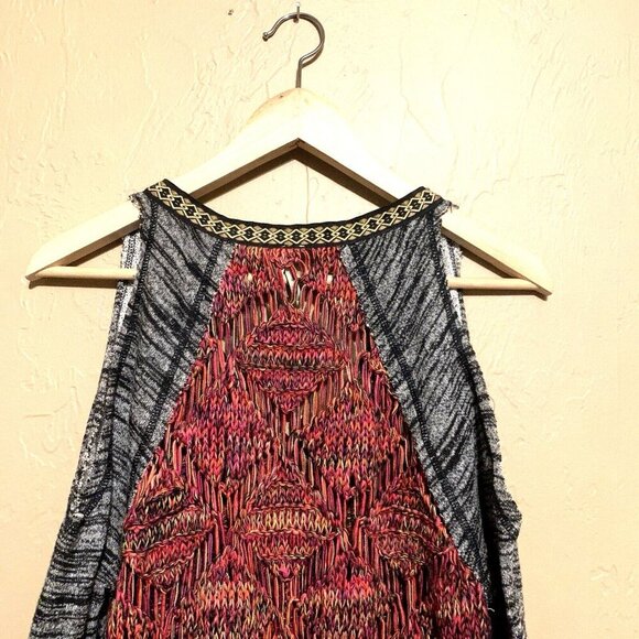 BKE Cold Shoulder Sweater Open Weave Tunic Top Buckle Multicolor Sz M Boho Hippy - Picture 4 of 8